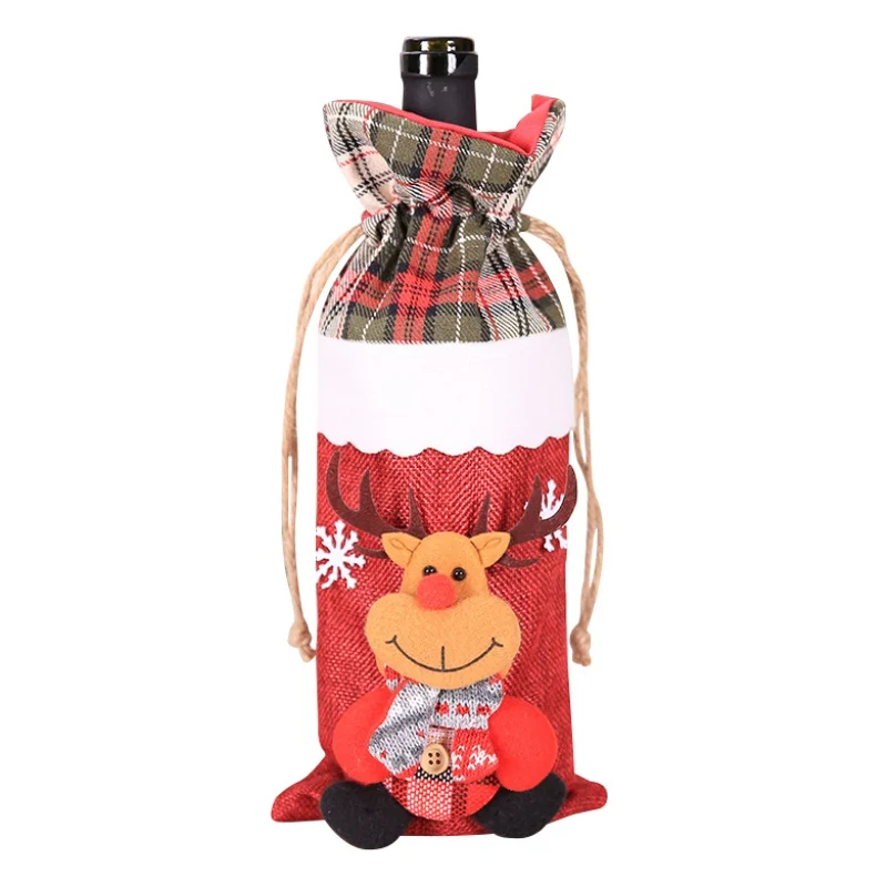 Navidad Рождественская бутылка вина на шнурке чехол Сумки праздничные вечерние украшения для дома Санта-Клаус/Снеговик/Лось/медведь
