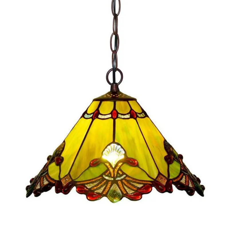 Подвеска из зеленого стекла Tiffany для фойе, столовой, бара, квартиры, винтажный Лофт, красочный стеклянный подвесной светильник 1130