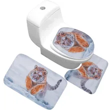 CAMMITEVER Tiger 3 шт. коврики для ванной комнаты Набор нескользящий коврик для ванной животные ванная комната ковер Декор сиденье для унитаза коврики