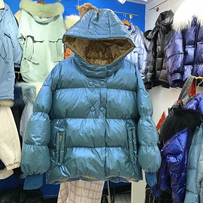 Autumn Winter New Padded Jacket Woman Korean Hooded Bright Face Loose Cotton Coat Students Short Parka Jacket Outwear