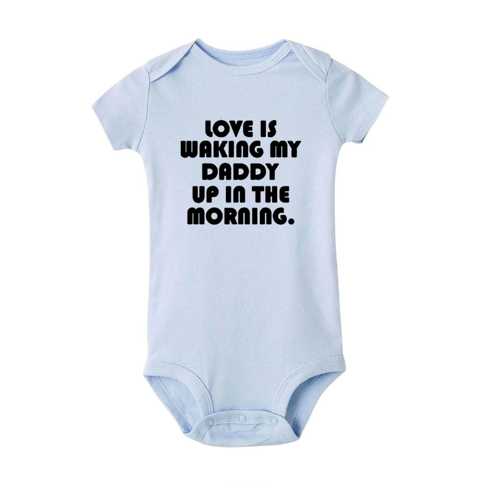 RD49-SRPLB- Love Is Wake My Daddy Up In The Morning/Забавный летний хипстерский хлопковый комбинезон для малышей; Модный милый комбинезон для новорожденных - Цвет: RD49-SRPLB-
