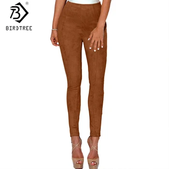 

5 Colors 2019 Autumn New Women's Solid Suede Trousers Slim Elastic Band Female Long Pencil Pant Office Lady B9N307K