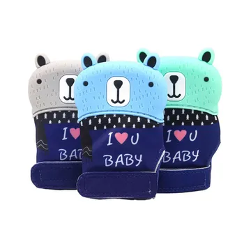 

New Baby Teething Mitten Silicone Teether Toy BPA Free Washable Durable Teething Glove Provides Soothing Relief from Sore Gums