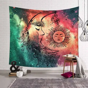 

Sun Moon Tapestry Wall Hanging Home Dorm Decor Simple Hippie Wall Tapestry Backdrop ArtCloth Thin Bedspread Psychedelic Tapestry