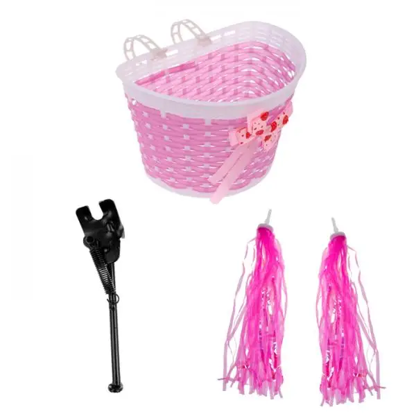 Bike Streamers Handlebar Grip Tassels +Bicycle Front Basket + Kickstand Rear