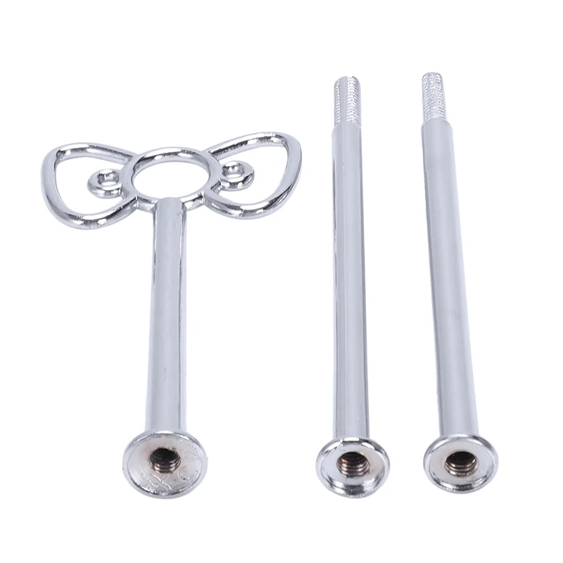 

3 Tier Cake Plate Stand Heavy Metal Center Handle Fitting Hardware Rod Shape