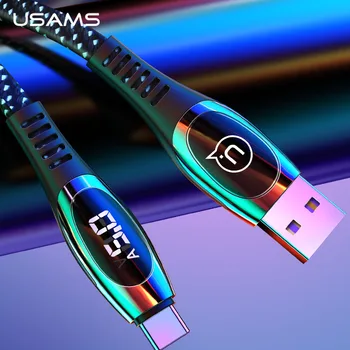 

USAMS LED Display USB C Cable 5A Quick Charge Type C Cable for Huawei P10 P20 P30 Mate 9 10 20 Smart Charging Cord Type-C Wire