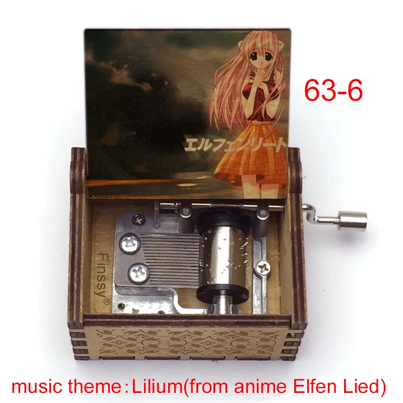 Anime Creative Color Print Cartoon Elfen Lied Lucy Music Theme Lilium 18-Note Wood Musical Box Gift For Girls Friends Present music box
