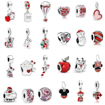 

jewelry 2020 100% 925 pure silver Pandoras Red series apple Christmas heart cup to raise money Lucky high quality factory charm