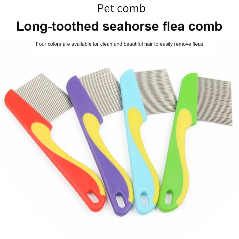 Peine antipiojos para perros de compañía, productos para perros de compañía, aguja larga y corta para desparasitar huevos, nudos, aseo, herramienta para peines de pulgas de caballito de mar