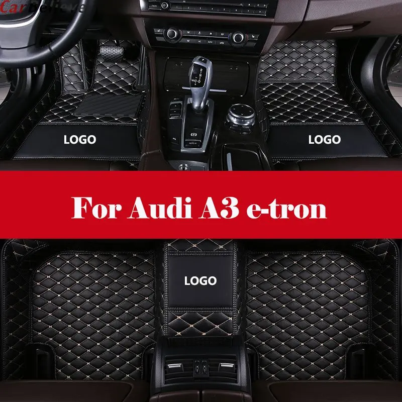 

Custom 3d Leather car floor mats car styling accessories leather Car Floor Mats Waterproof Mat+LOGO For Audi A3 e-tron