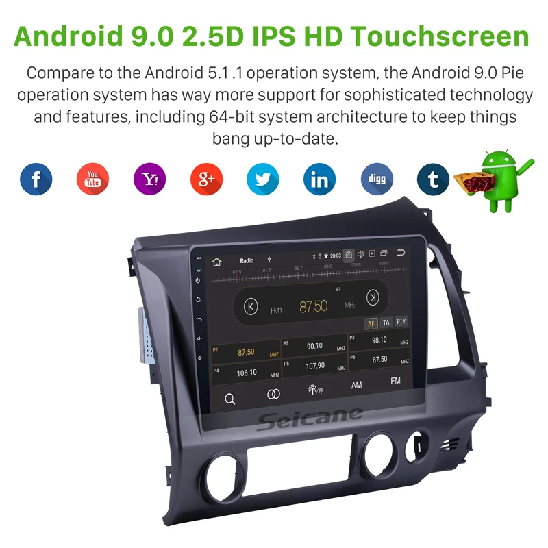 Top Seicane Android 9.0 Car Stereo GPS Multimedia Player for 2006 - 2008 2009 2010 2011 Honda CIVIC RHD Capacitive Screen WIFI 1 Top Seicane Android 9.0 Car Stereo GPS Multimedia Player for 2006 - 2008 2009 2010 2011 Honda CIVIC RHD Capacitive Screen WIFI 1