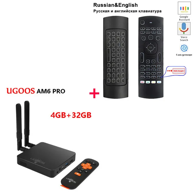 AM6 PRO add RU mx3 UGOOS AM6 Pro Android 9,0 Smart Tv Box DDR4 4G 32G Amlogic S922X 4K медиаплеер 2,4G 5G Wifi BT5.0 1000M телеприставка VS GT-KIng - Цвет: AM6 PRO add RU mx3