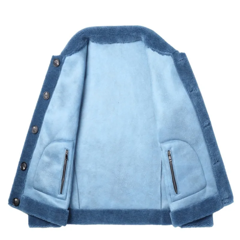 

Luxury Mens Sheep Real Fur Coat Suede Leather Lining Jacket Warm Winter Shearling Overcoat Slim Fit Short Male Outwear Fur Coats
