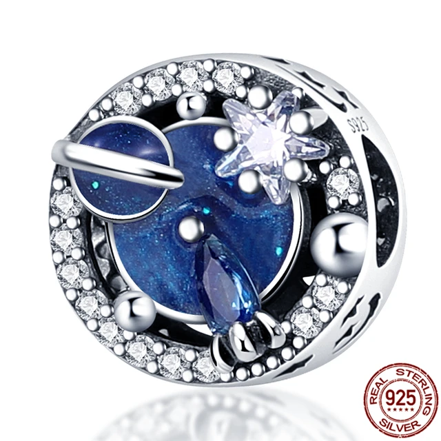 plata charms of ley 925 original Fits original pandora bracelet 925 silver women pendant jewelry galaxy starry sky charms beads CMS1710