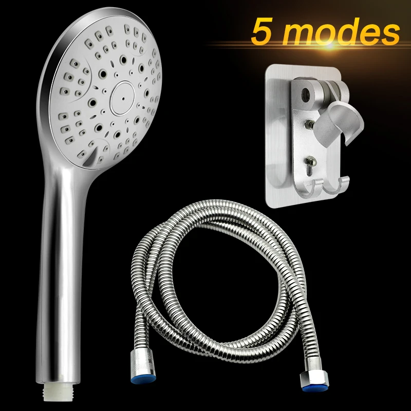 New 5 modes ABS plastic Bathroom shower head big panel round Chrome rain head Water saver Classic design G1/2 rain shower head