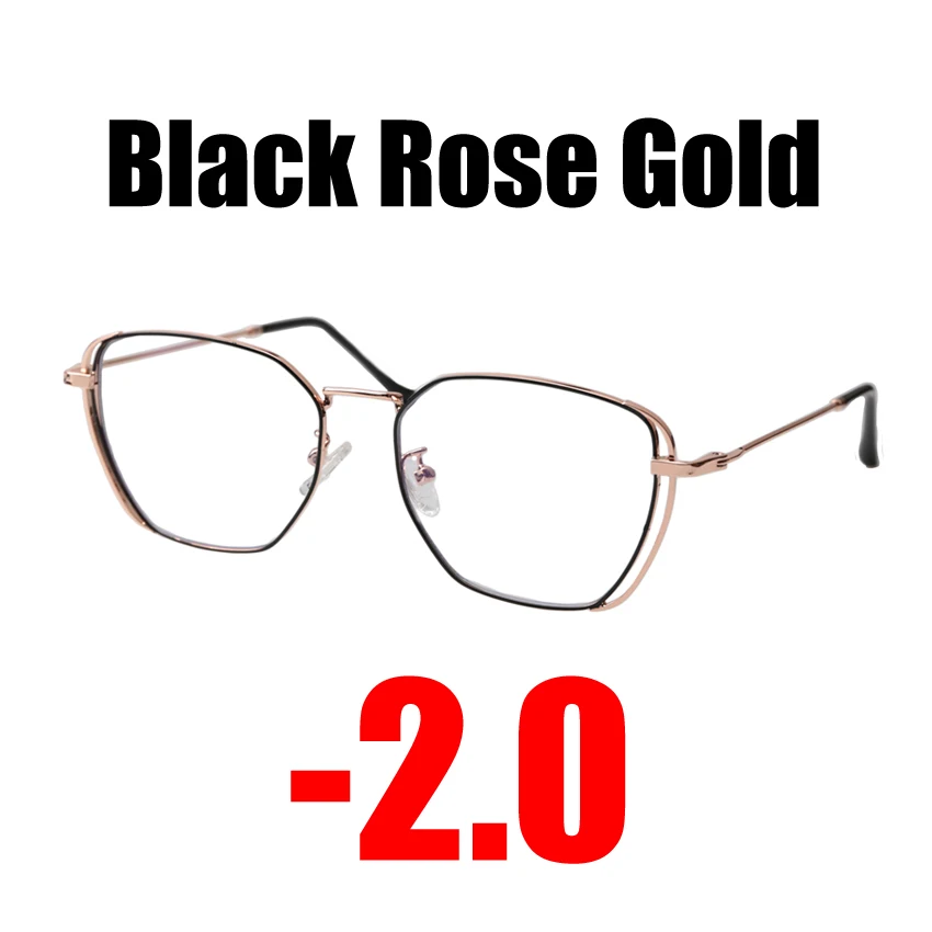 Black Rose Gold -2.0 SOOLALA Рецептурные очки для близоруких женщин очки для близоруких Компьютерных Очков оправа диоптрий-1,0-1,5-2,0-2,5-3,0-4,0 - Цвет оправы: Black Rose Gold -2.0