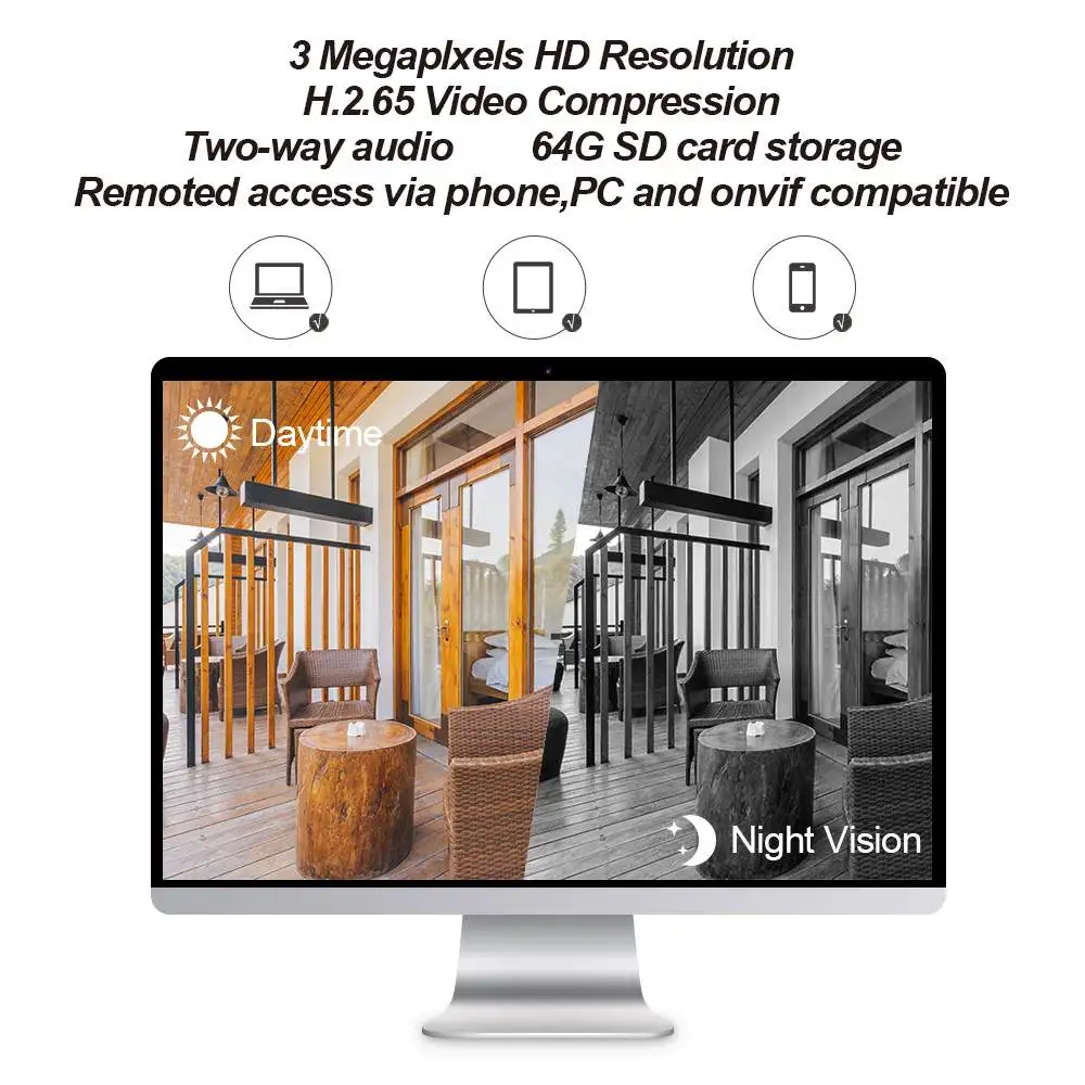 SV3C SV-B08W-HX HD 3MP водонепроницаемая Wi-Fi ip-камера для домашней безопасности ONVIF H.265 IR ночная версия Обнаружение движения двухстороннее аудио Eu штекер