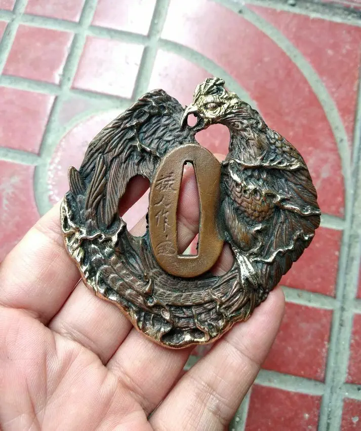 Винтажный чехол Tsuba аксессуар для катаны меч самурая меч Феникс РЕДКИЙ