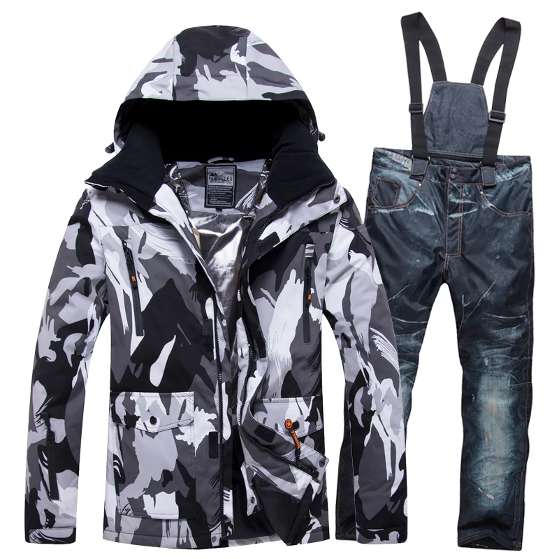 Новые мужские и женские ветроустойчивый Влагоустойчивый термический мужской зимний комплект со штанами лыжный и альпийский лыжный костюм мужские куртки