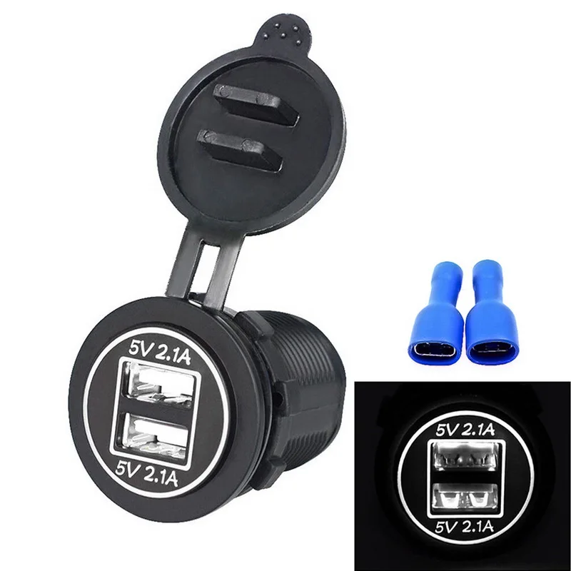 Urbanroad лодка мотоцикл автомобиля с двумя портами USB Зарядное устройство гнездо вольтметр адаптер Напряжение 12 V-24 V Напряжение Измеритель Тока Тестер светодиодный Дисплей - Цвет: CS-526A5 White