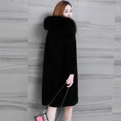 New Autumn Winter Fur Coat Women Clothes High Quality Imitation Mink Fur Hooded Plus Size Thicken Warm Long Coats Female