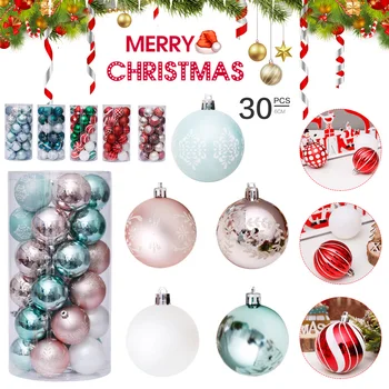 

Shatterproof Christmas Ornament Painted Ball Set Baubles Xmas Tree Hanging Decoration Pendant for Home Wedding Supplies E2S