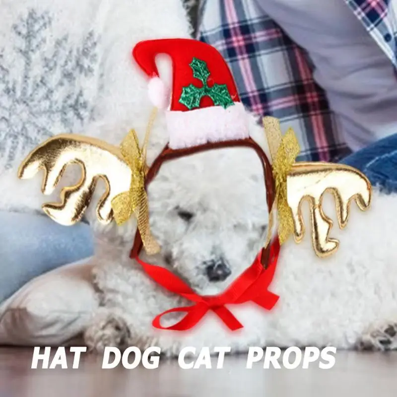 Милые собака и кошка войлочная ткань шляпа олень santa Санта Клаус Корона повязка на голову для рождественского домашнего питомца декоративное платье