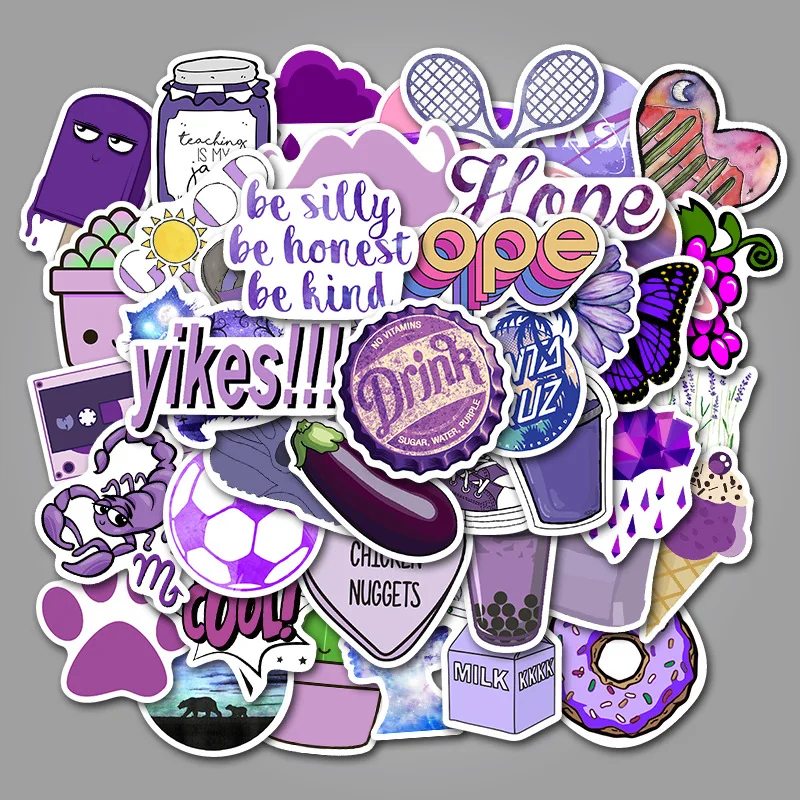 50 Pcs Kpop Stickers Little Fresh Purple, Amazon Popular, Non Infringing Luggage Stickers, Waterproof Guitar Stickers TZ141G