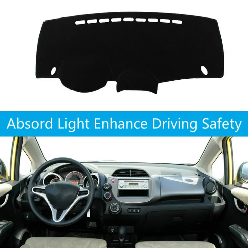 

For Honda Fit Jazz 2009 -2013 Dashboard Cover Mat Pad Dashmat Sun Shade Instrument Protective Carpet Car Styling Accessories