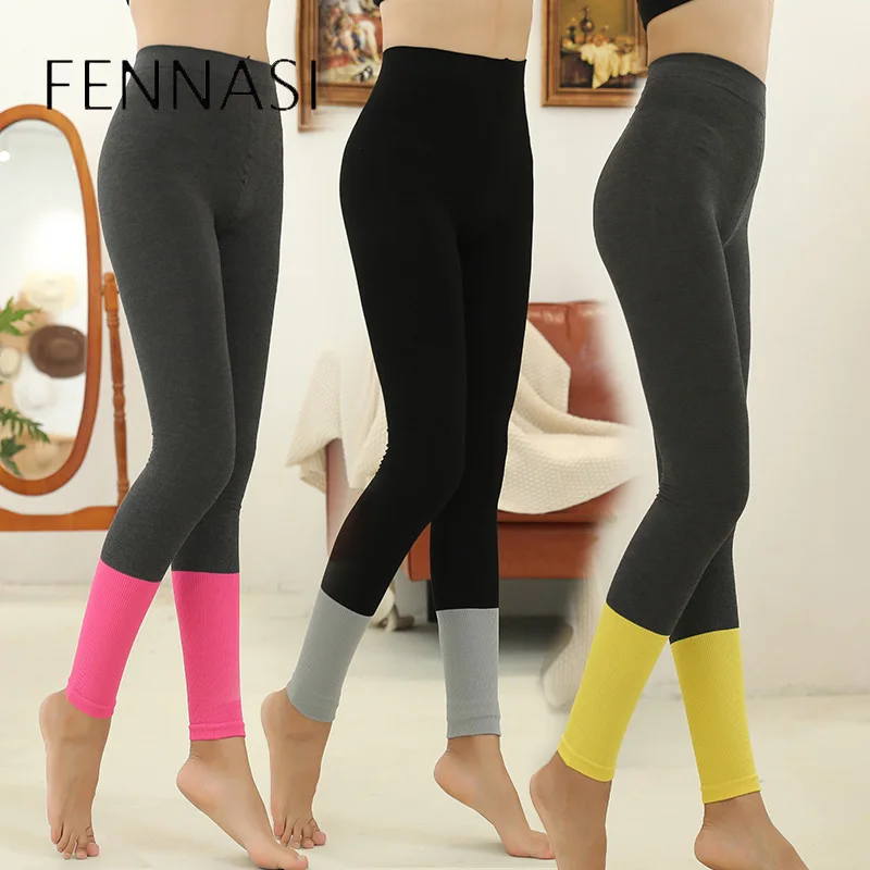 Fennasi Splice Sticky Sexy Women Colored Tights Autumn Winter Micro Pressure Women Cotton