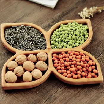 

Japanese style snack tray living room creative snack plate dried fruit plate grid seeds melon tray bamboo candy dish ZP7091609