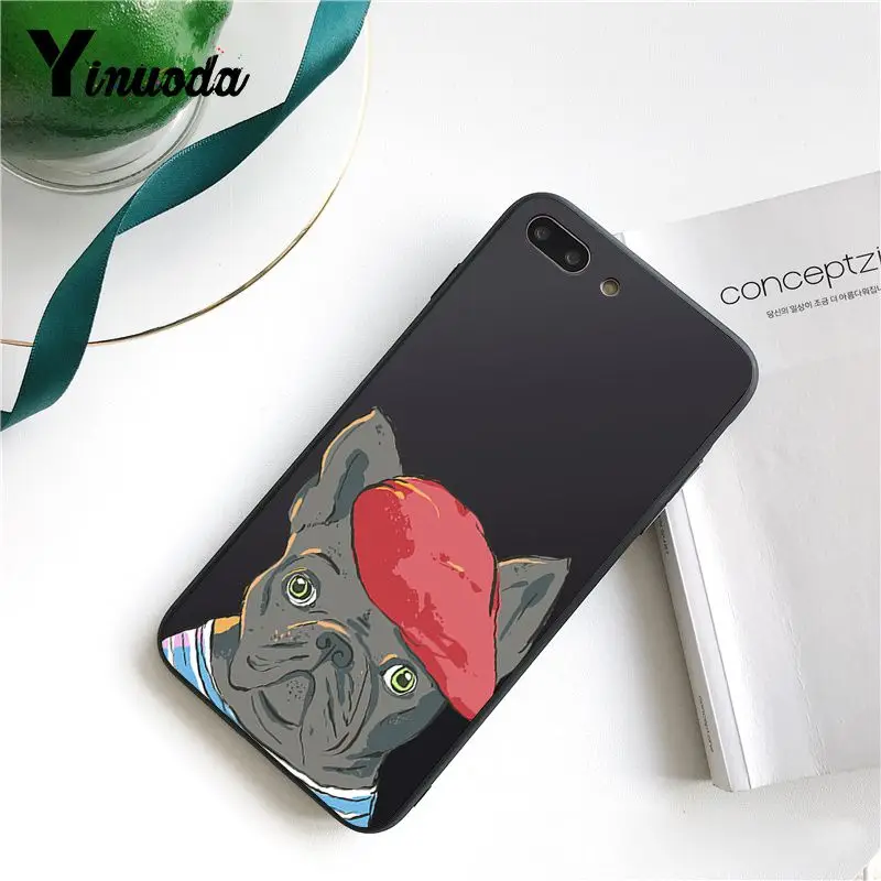 Cute  French Bulldog cartoon dog and cat