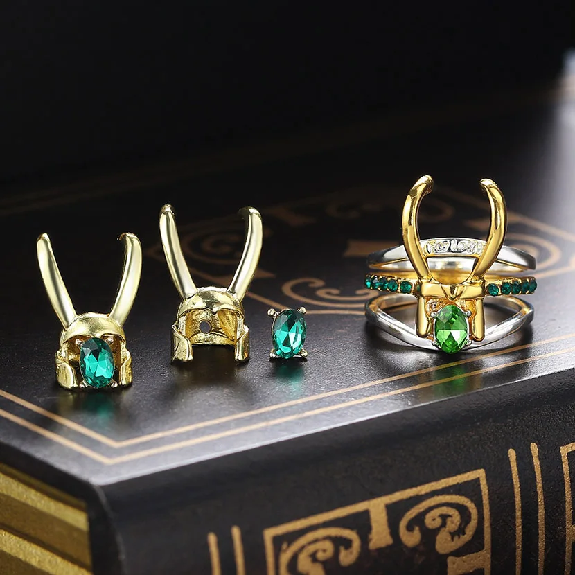Комплект ювелирных изделий для шлема Loki серьги-гвоздики с кольцом в виде рога