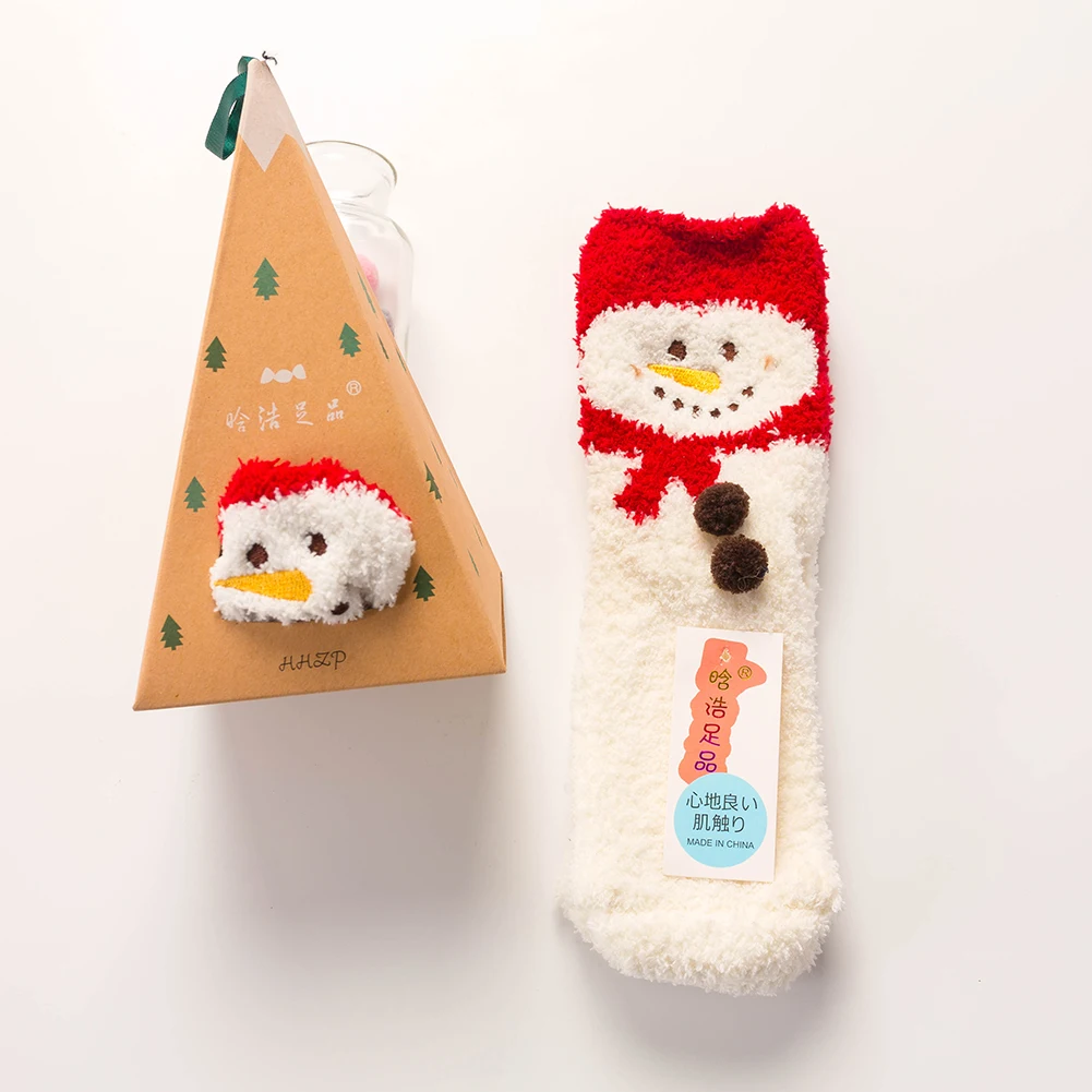 4 Pairs Xmas Sock Holiday Fluffy Plush Slipper Socks Cozy Winter Warm Thick Coral Velvet Soft Bed Floor Sock For Home Gift Decor