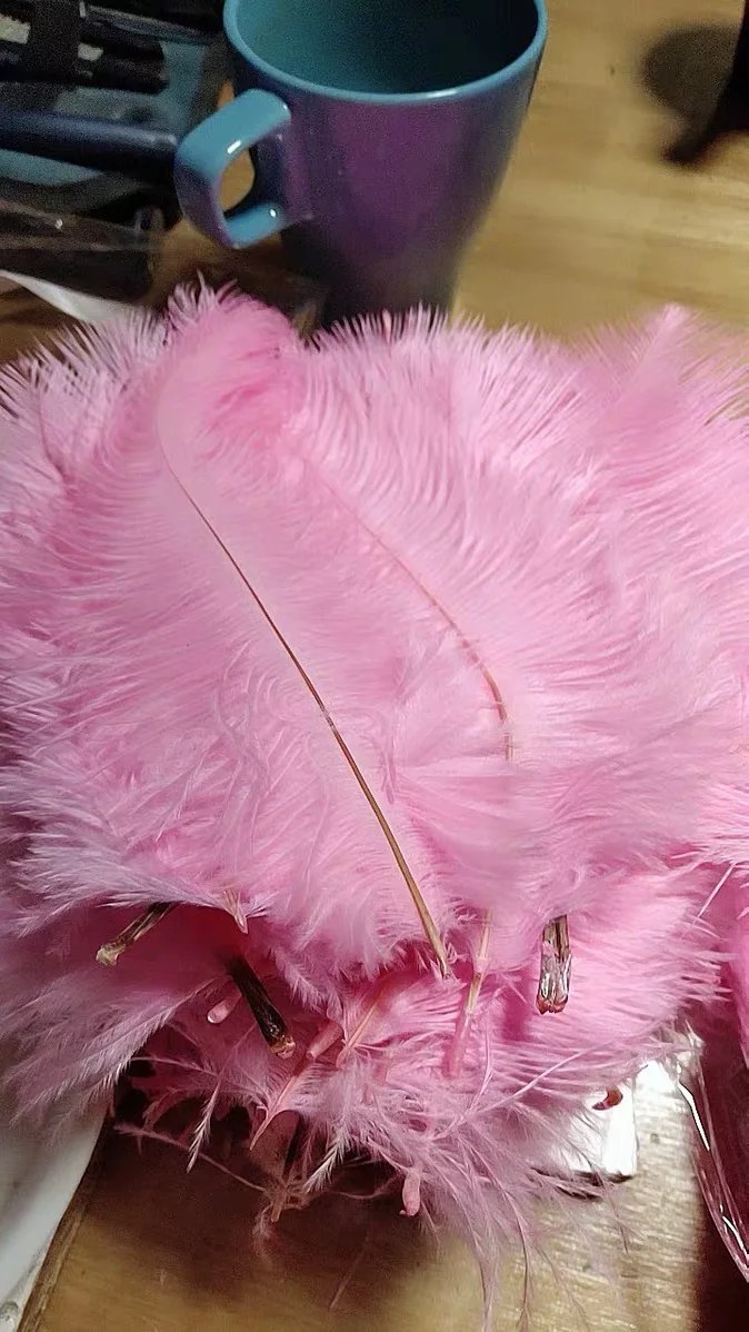 1cbm Лот страусиные перья для свадьбы, дня рождения, девичник, вечерние украшения на стену, рождественские, новогодние украшения - Цвет: Розовый