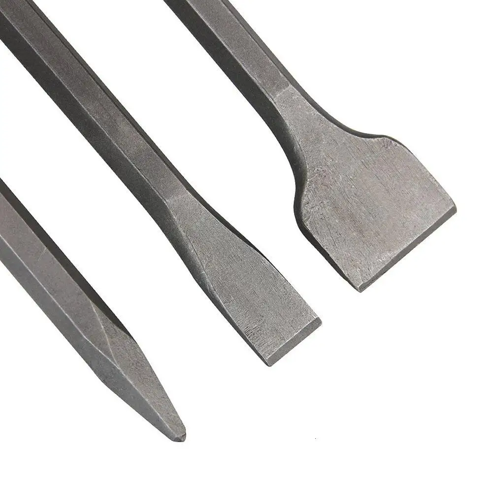 

3Pcs Multifunction Flat Cranked Point Chisel Drill Bit Set For SDS Plus Electric Or Cordless Hammer Drilling Tool Carving Stone