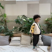 Детская одежда Left Prince; коллекция года; осенняя одежда; стиль; корейский стиль; для мужчин и женщин; детские джинсы в горошек с начесом; для детей