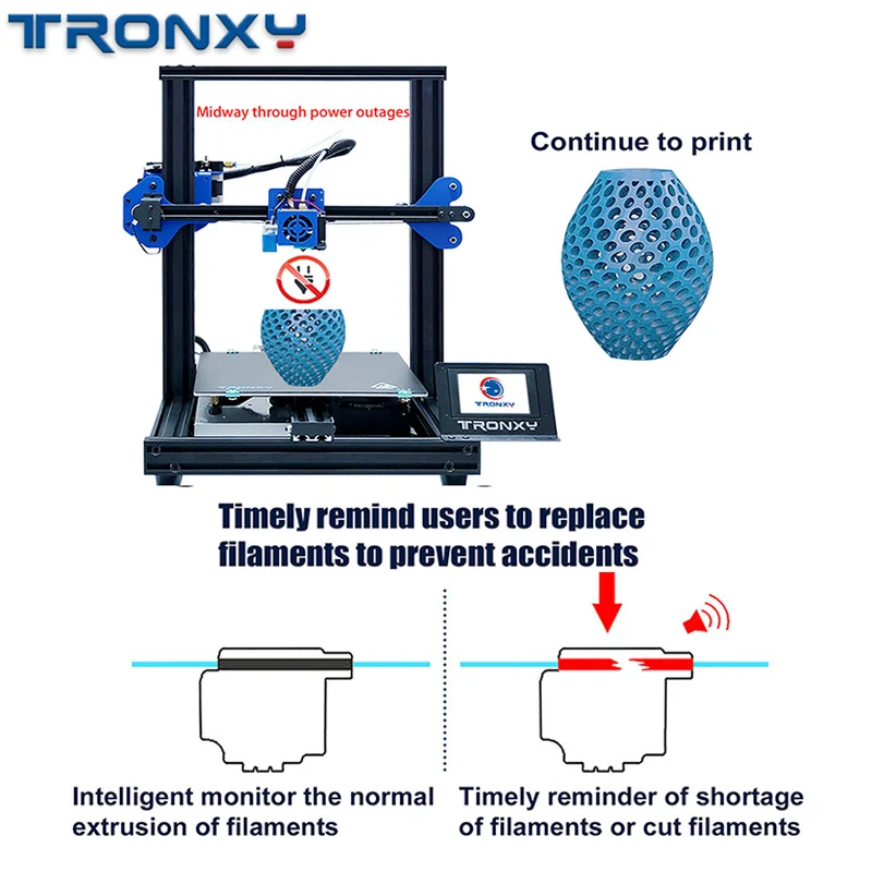Goede 2019 Tronxy XY 2 Pro 3D Printer Kit Snelle Montage 255*255*260 Mm Ondersteuning Auto Leveling Hervatten Print filament Opraken Detectie