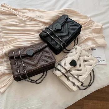 

bag for women On the new bag women new Korean version of the texture Joker shoulder Messenger bag rivet pattern chain square bag