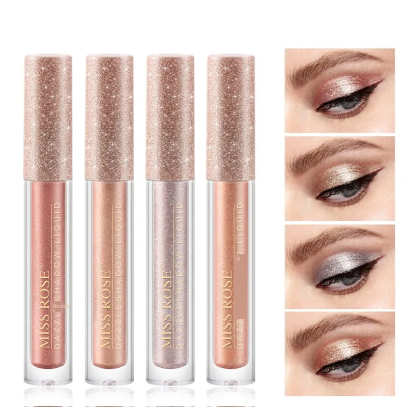 

European and American lazy lazy pearl monochromatic liquid eye shadow cross border make-up flash sequins 12 color eye