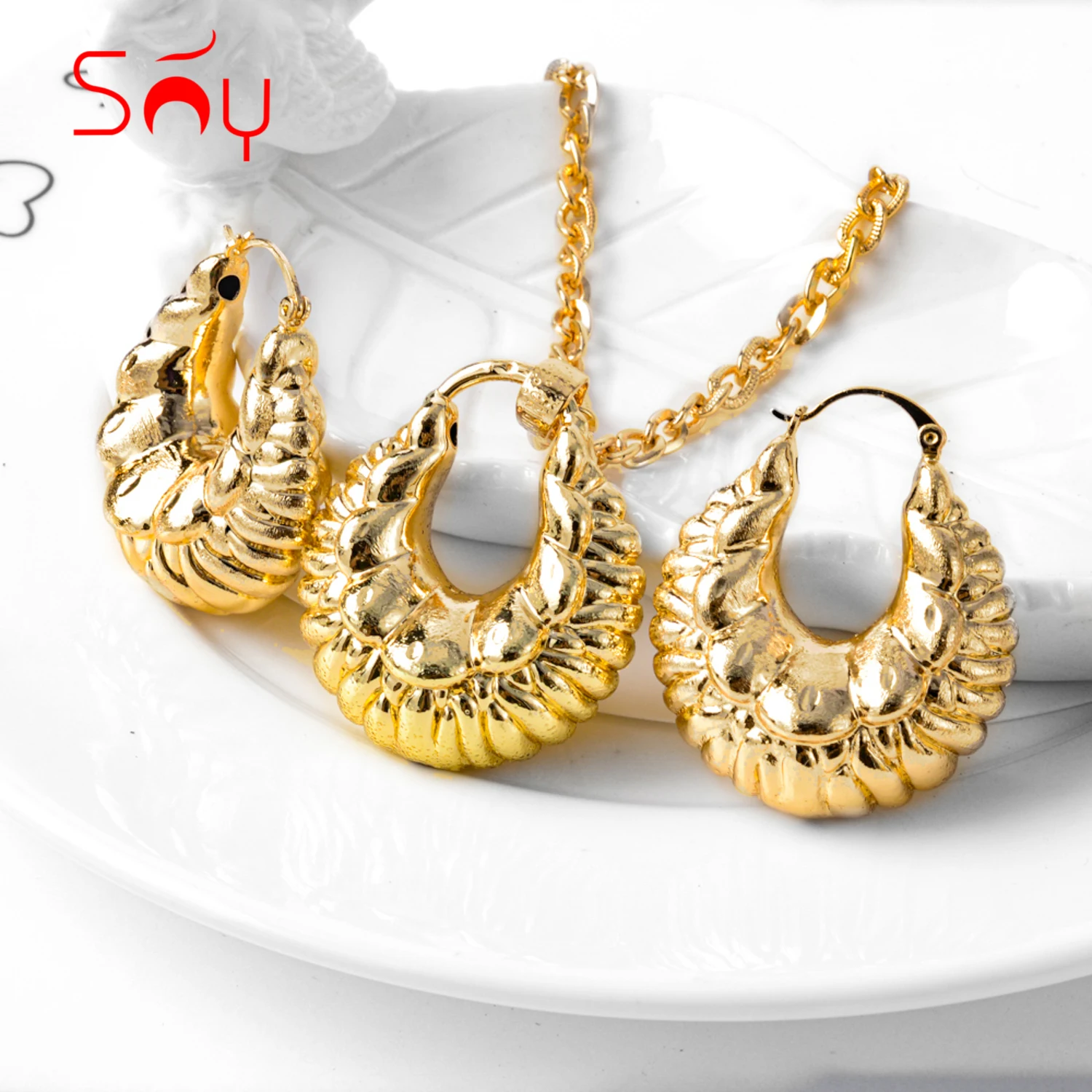 Sunny Jewelry African Nigeria Copper Sets For Women Earrings Pendant