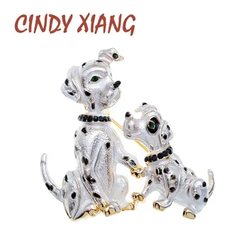 

CINDY XIANG New Arrival Enamel Mom And Kids Dog Brooch Cute Animal Pin Small Puppy Brooches 2 Colors Available