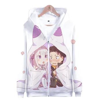 

Re Zero Hoodie Hooded Jacket Zipper Coat Sweatshirt for Men Women Kid Girl Clothing Clothes Rem and Ram Japanese Anime
