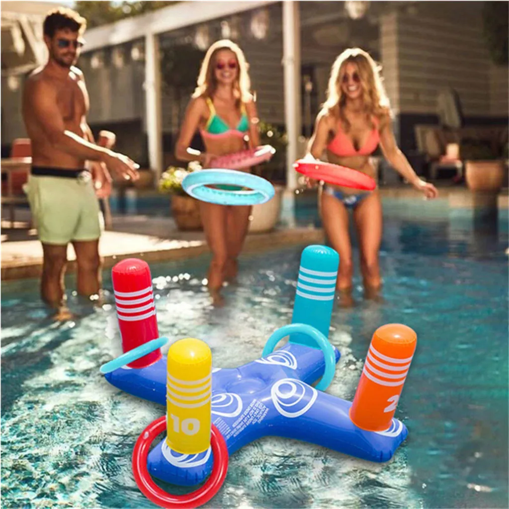 Floating Swimming Pool Ring Inflatable Ring Toss Pool Game Toys Floating Swimming Pool Ring With 4Pcs Rings Funny Water Fun Play| | - AliExpress