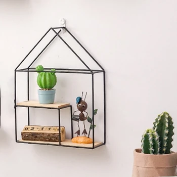 

Wall Hanging Wooden Storage Racks Flower Pot House Storage Shelf Book Figurines Display Crafts Shelves Home Décor