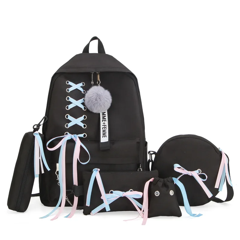 USB рюкзак женский парусиновый 3 шт./компл. женский рюкзак для девочек-подростков рюкзак, сумка через плечо женские школьные сумки с кисточками