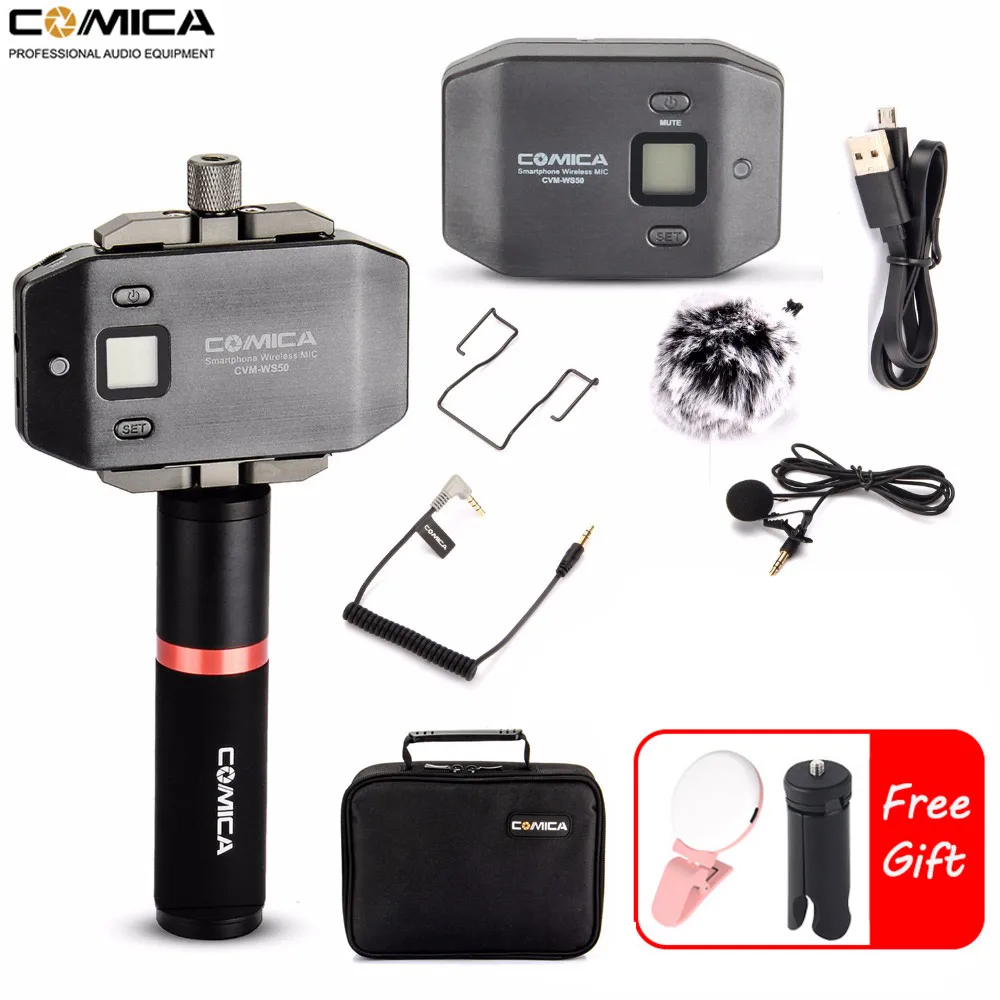 Comica CVM WS50(B) беспроводных ПЕТЛИЧНЫХ микрофонов 6 ти канальный с ручка для iphone Samsung