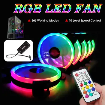 

1pc 40000Hrs 120mm RGB LED Computer Case Fan 6pin Dual Aura Multiple Light Modes with Controller For PC Cases CPU Coolers