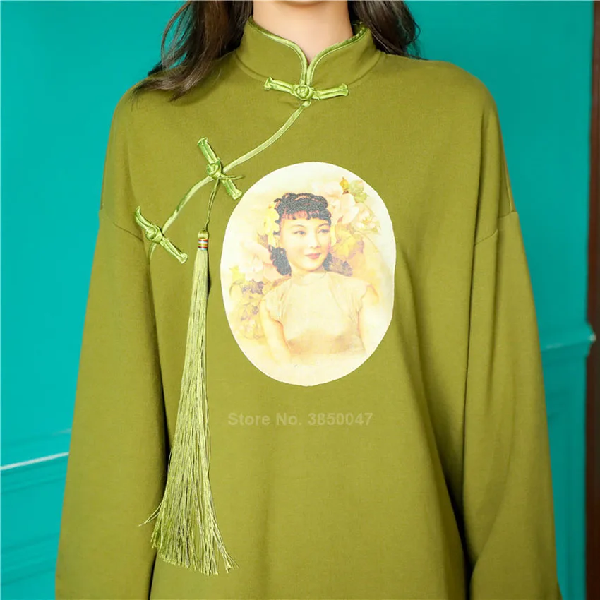 Модная обувь в китайском костюмы Cheongsam платье толстовки плюс Размеры Винтаж Осенняя толстовка с длинными рукавами для детей топы для девочек восточные
